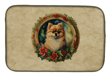 Load image into Gallery viewer, Pomeranian Christmas Flowers Dish Drying Mat