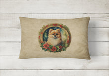 Load image into Gallery viewer, Pomeranian Christmas Flowers Throw Pillow