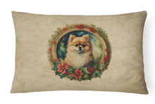 Load image into Gallery viewer, Pomeranian Christmas Flowers Throw Pillow