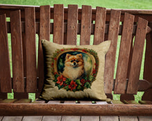 Load image into Gallery viewer, Pomeranian Christmas Flowers Throw Pillow - 14x14 Decorative Pillow – Art for Your Home &amp; Patio