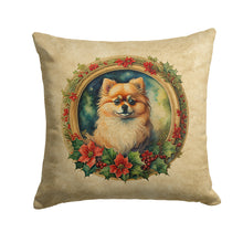 Load image into Gallery viewer, Pomeranian Christmas Flowers Throw Pillow