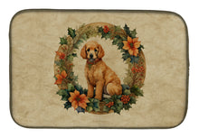 Load image into Gallery viewer, Poodle Christmas Flowers Dish Drying Mat