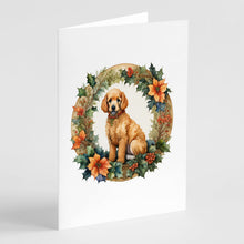Load image into Gallery viewer, Poodle Christmas Flowers Greeting Cards - Blank Note Cards – 8-Pack of Artist-Designed Cards with Envelopes