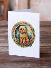 Load image into Gallery viewer, Poodle Christmas Flowers Greeting Cards - Blank Note Cards – 8-Pack of Artist-Designed Cards with Envelopes