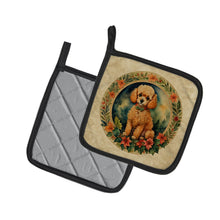 Load image into Gallery viewer, Poodle Christmas Flowers Pot Holders - Set of 2 Decorative Kitchen Helpers | Made in the USA