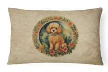 Load image into Gallery viewer, Poodle Christmas Flowers Throw Pillow
