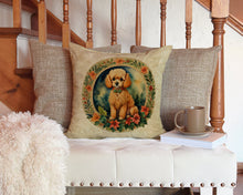 Load image into Gallery viewer, Poodle Christmas Flowers Throw Pillow - 14x14 Decorative Pillow – Art for Your Home &amp; Patio