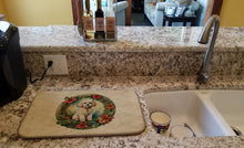 Load image into Gallery viewer, Poodle Christmas Flowers Dish Drying Mat