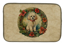 Load image into Gallery viewer, Poodle Christmas Flowers Dish Drying Mat