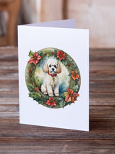 Load image into Gallery viewer, Poodle Christmas Flowers Greeting Cards - Blank Note Cards – 8-Pack of Artist-Designed Cards with Envelopes