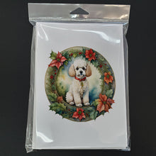 Load image into Gallery viewer, Poodle Christmas Flowers Greeting Cards - Blank Note Cards – 8-Pack of Artist-Designed Cards with Envelopes