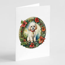 Load image into Gallery viewer, Poodle Christmas Flowers Greeting Cards - Blank Note Cards – 8-Pack of Artist-Designed Cards with Envelopes