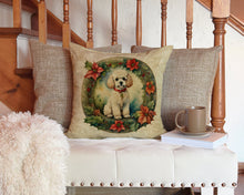 Load image into Gallery viewer, Poodle Christmas Flowers Throw Pillow - 14x14 Decorative Pillow – Art for Your Home &amp; Patio
