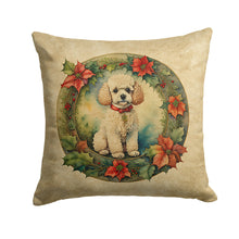 Load image into Gallery viewer, Poodle Christmas Flowers Throw Pillow