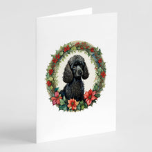 Load image into Gallery viewer, Poodle Christmas Flowers Greeting Cards - Blank Note Cards – 8-Pack of Artist-Designed Cards with Envelopes