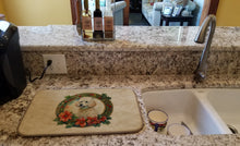 Load image into Gallery viewer, Poodle Christmas Flowers Dish Drying Mat