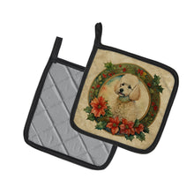 Load image into Gallery viewer, Poodle Christmas Flowers Pot Holders - Set of 2 Decorative Kitchen Helpers | Made in the USA