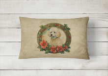 Load image into Gallery viewer, Poodle Christmas Flowers Throw Pillow