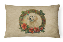 Load image into Gallery viewer, Poodle Christmas Flowers Throw Pillow