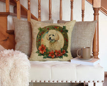 Load image into Gallery viewer, Poodle Christmas Flowers Throw Pillow - 14x14 Decorative Pillow – Art for Your Home &amp; Patio