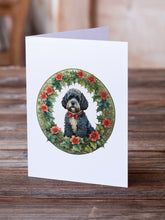 Load image into Gallery viewer, Portuguese Water Dog Christmas Flowers Greeting Cards - Blank Note Cards – 8-Pack of Artist-Designed Cards with Envelopes