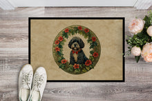 Load image into Gallery viewer, Portuguese Water Dog Christmas Flowers Doormat
