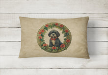 Load image into Gallery viewer, Portuguese Water Dog Christmas Flowers Throw Pillow