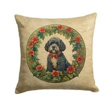 Load image into Gallery viewer, Portuguese Water Dog Christmas Flowers Throw Pillow