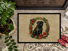 Load image into Gallery viewer, Pug Christmas Flowers Doormat - 18X27 Indoor / Outdoor Rug | Made in USA