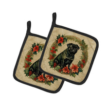 Load image into Gallery viewer, Pug Christmas Flowers Pot Holders - Set of 2 Decorative Kitchen Helpers | Made in the USA