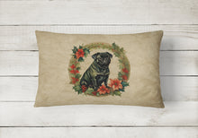 Load image into Gallery viewer, Pug Christmas Flowers Throw Pillow