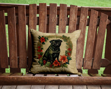 Load image into Gallery viewer, Pug Christmas Flowers Throw Pillow - 14x14 Decorative Pillow – Art for Your Home &amp; Patio