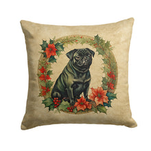 Load image into Gallery viewer, Pug Christmas Flowers Throw Pillow - 14x14 Decorative Pillow – Art for Your Home &amp; Patio
