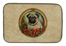 Load image into Gallery viewer, Pug Christmas Flowers Dish Drying Mat