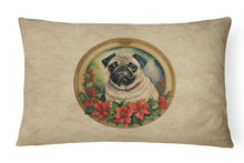 Load image into Gallery viewer, Pug Christmas Flowers Throw Pillow