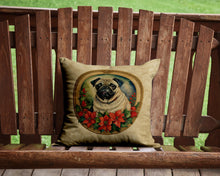 Load image into Gallery viewer, Pug Christmas Flowers Throw Pillow - 14x14 Decorative Pillow – Art for Your Home &amp; Patio