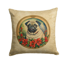 Load image into Gallery viewer, Pug Christmas Flowers Throw Pillow