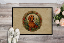 Load image into Gallery viewer, Red Redbone Coonhound Christmas Flowers Doormat - 18X27 Indoor / Outdoor Rug | Made in USA