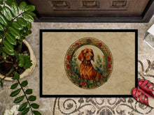Load image into Gallery viewer, Red Redbone Coonhound Christmas Flowers Doormat - 18X27 Indoor / Outdoor Rug | Made in USA