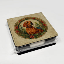 Load image into Gallery viewer, Red Redbone Coonhound Christmas Flowers PU Leather Note Paper Holder