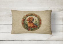 Load image into Gallery viewer, Red Redbone Coonhound Christmas Flowers Throw Pillow