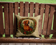 Load image into Gallery viewer, Red Redbone Coonhound Christmas Flowers Throw Pillow - 14x14 Decorative Pillow – Art for Your Home &amp; Patio
