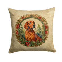 Load image into Gallery viewer, Red Redbone Coonhound Christmas Flowers Throw Pillow - 14x14 Decorative Pillow – Art for Your Home &amp; Patio