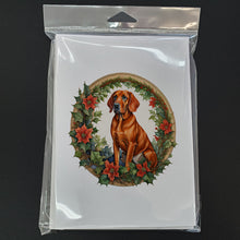 Load image into Gallery viewer, Red Redbone Coonhound Christmas Flowers Greeting Cards - Blank Note Cards – 8-Pack of Artist-Designed Cards with Envelopes