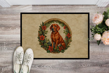 Load image into Gallery viewer, Red Redbone Coonhound Christmas Flowers Doormat-24x36 Indoor / Outdoor Rug | Made in USA