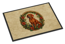Load image into Gallery viewer, Red Redbone Coonhound Christmas Flowers Doormat-24x36 Indoor / Outdoor Rug | Made in USA