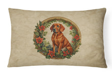 Load image into Gallery viewer, Red Redbone Coonhound Christmas Flowers Throw Pillow