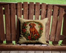 Load image into Gallery viewer, Red Redbone Coonhound Christmas Flowers Throw Pillow - 14x14 Decorative Pillow – Art for Your Home &amp; Patio