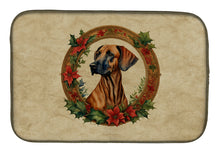 Load image into Gallery viewer, Rhodesian Ridgeback Christmas Flowers Dish Drying Mat