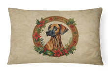 Load image into Gallery viewer, Rhodesian Ridgeback Christmas Flowers Throw Pillow